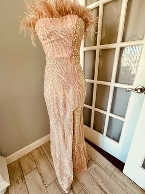 B. Smart Beige Sequin Prom Dress